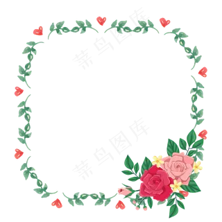 矢量卡通扁平化植物玫瑰边框