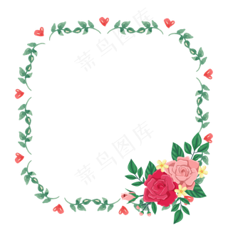 矢量卡通扁平化植物玫瑰边框