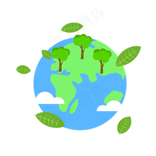 卡通风格绿色世界地球日元素