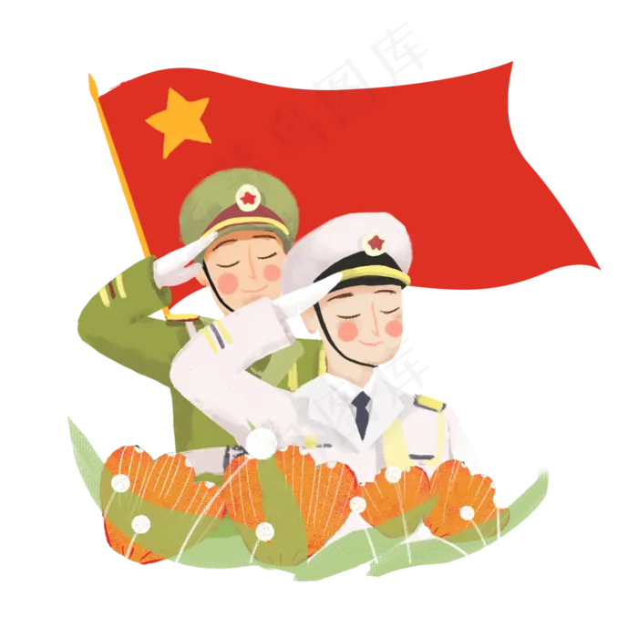 八一建军节敬礼军人png素材(2000X2000(DPI:300))psd模版下载