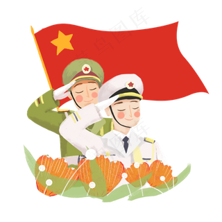 八一建军节敬礼军人png素材
