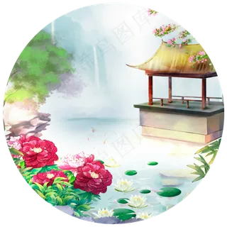 牡丹亭子山水风景