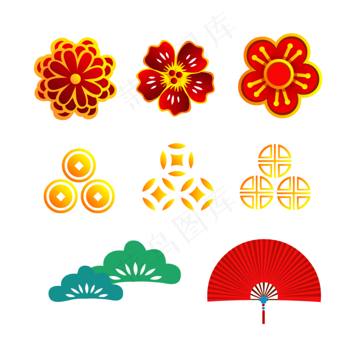 春节图标小元素节日,免抠元素