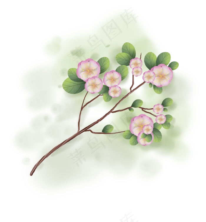 春天古风樱花树枝(2000X2158(DPI:299))psd模版下载