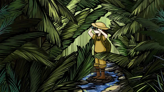 夏日探险厚涂重彩画