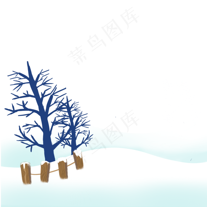 雪地上的枯败树干
