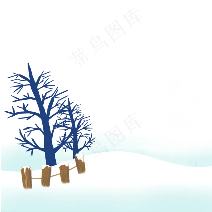 雪地上的枯败树干