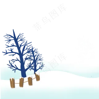 雪地上的枯败树干