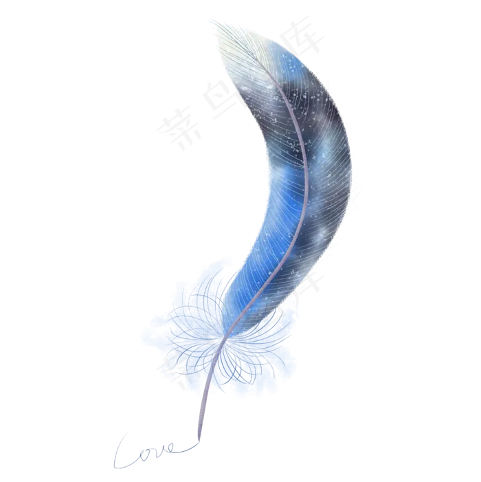 水彩蓝浪漫轻盈羽毛(2505X2508(DPI:300))psd模版下载