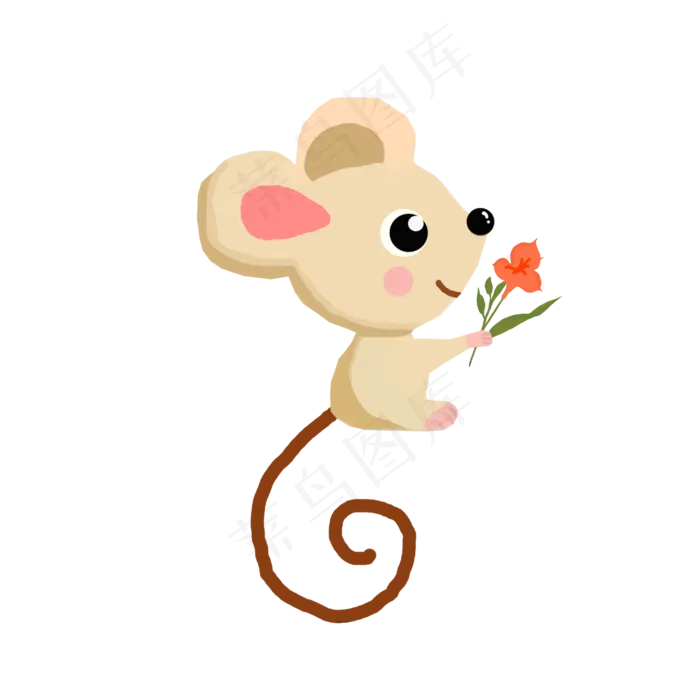 卡通童心油画小老鼠免抠png(2000X2000(DPI:300))psd模版下载