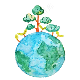 绿色的树木和地球