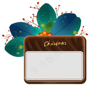 圣诞节圣诞夜木纹植物深色按钮文,免抠元素