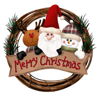 手绘圣诞快乐装饰,免抠元素