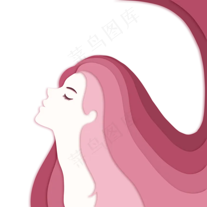 妇女节剪纸风女性人物,免抠元素