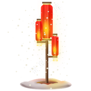 新年雪天的红灯笼,免抠元素