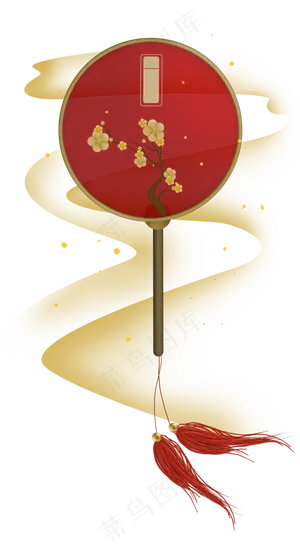 农历新年M梅花古风团扇文字框,免抠元素