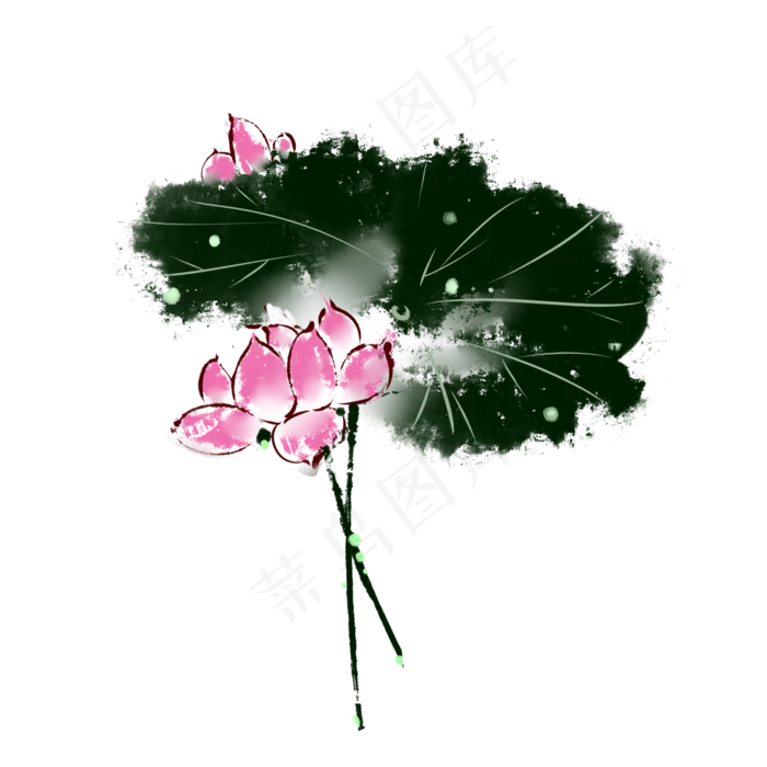 粉红色花瓣组合荷花装饰图案(2000X2000(DPI:299))psd模版下载