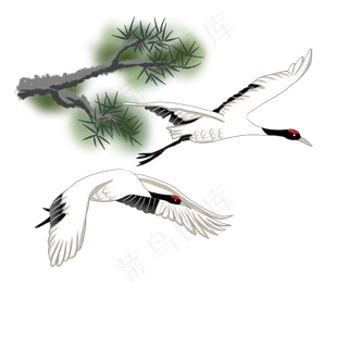 起飞的仙鹤,免抠元素