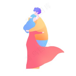 情人节扁平手绘情侣素材