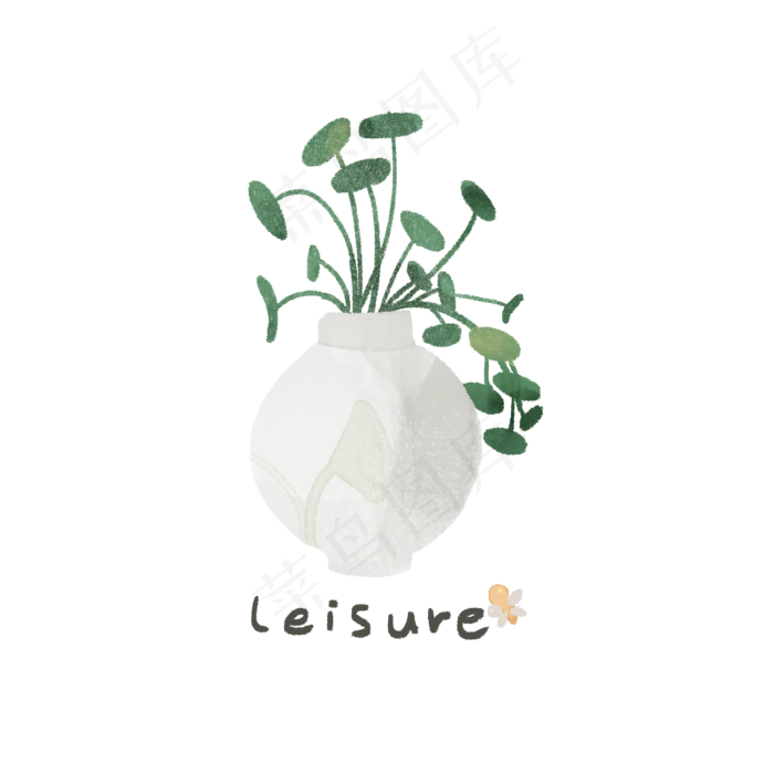 ins风盆栽植物手绘水彩风