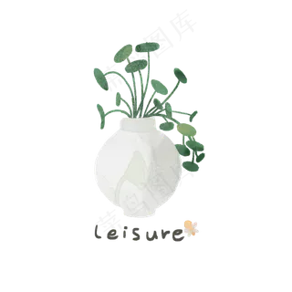 ins风盆栽植物手绘水彩风