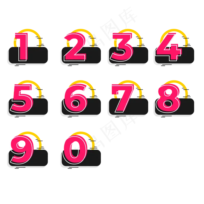 卡通创意数字便签ai矢量模版下载