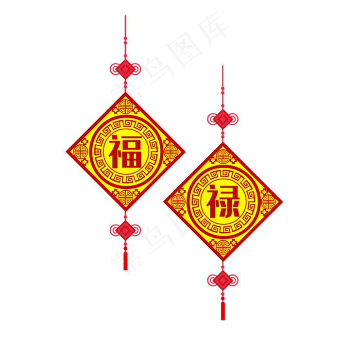 春节装饰福禄挂件,免抠元素(2000*2000px 300 dpi )ai矢量模版下载