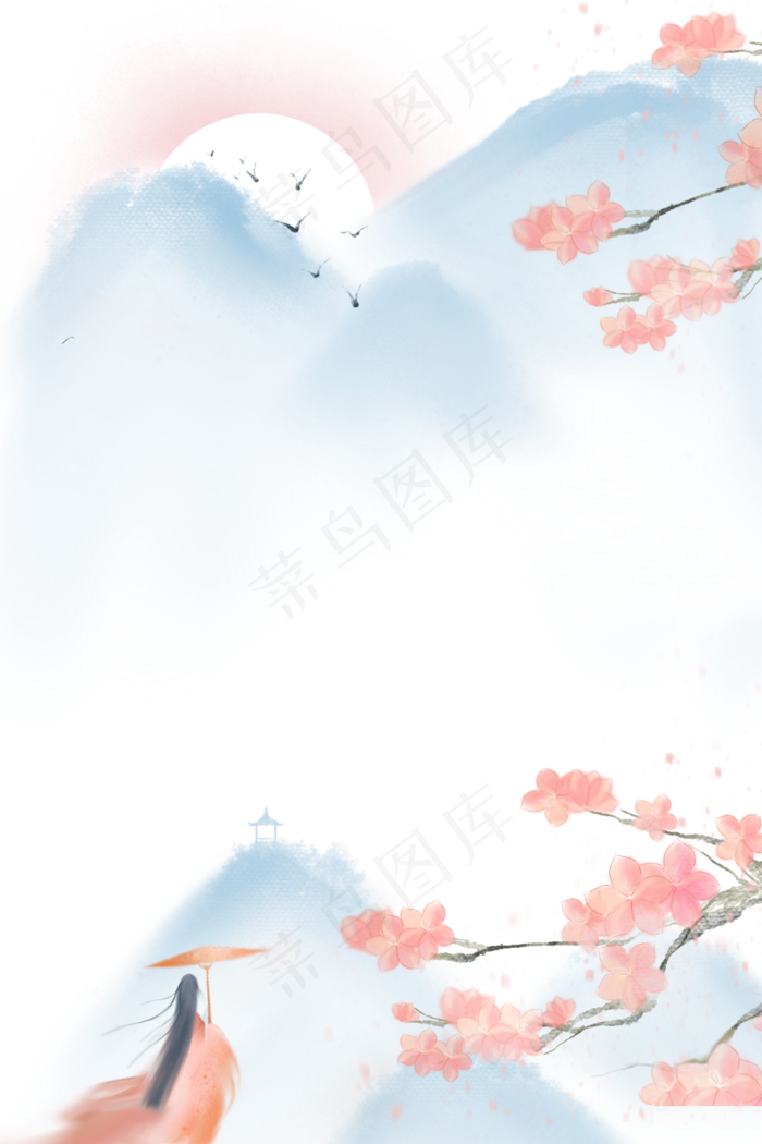 粉色古风少女(1024X1536(DPI:300))psd模版下载