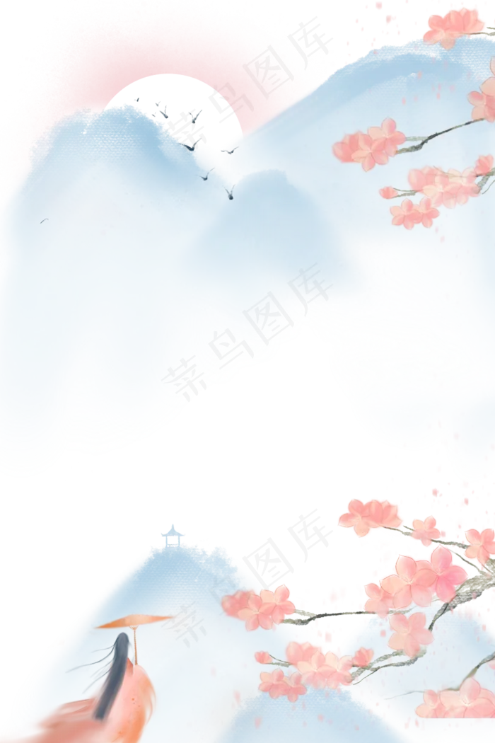 粉色古风少女(1024X1536(DPI:300))psd模版下载