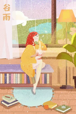 谷雨时节下雨春雨女孩唯美治愈系