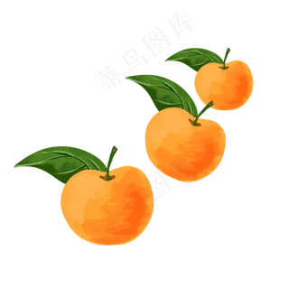 桔子维生素水果卡通叶子圆形