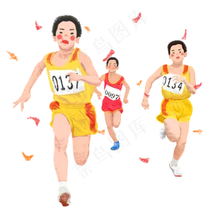 秋季运动会跑步运动员落叶PNG图,免抠元素