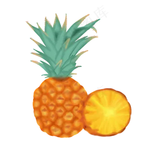 水果手绘卡通小物件菠萝矢量图