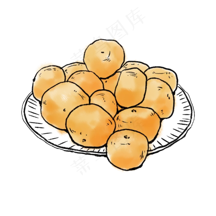 冬季橙色手绘写实线条橘子(3000X3000(DPI:300))psd模版下载