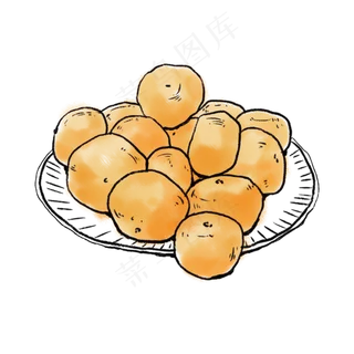 冬季橙色手绘写实线条橘子