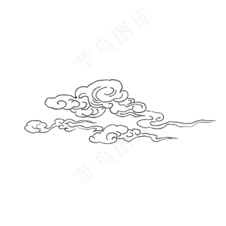 中国风白描祥云元素,免抠元素
