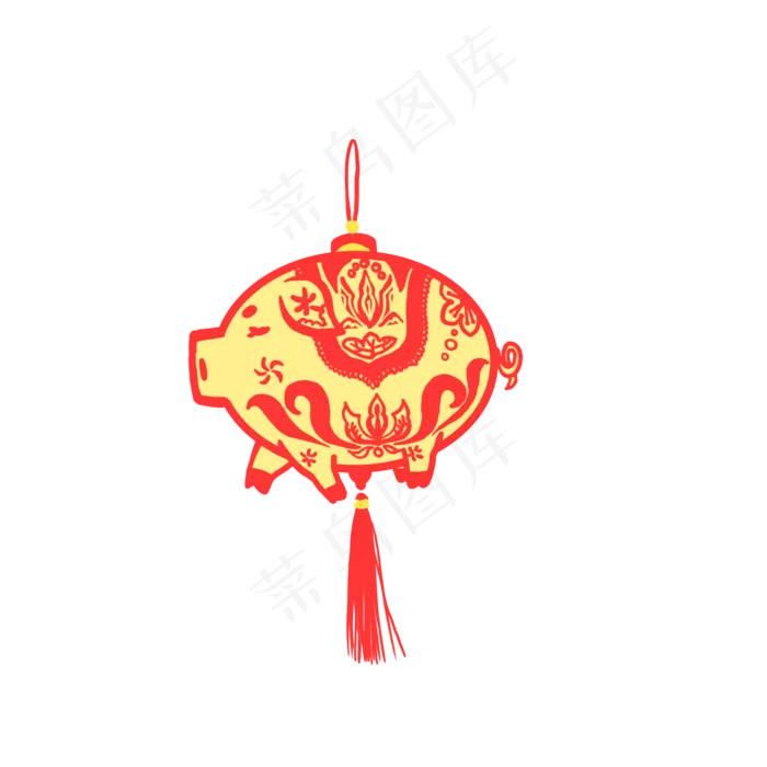 元宵节黄色剪纸猪猪灯PNG,免抠元素(2000X2000(DPI:300))psd模版下载