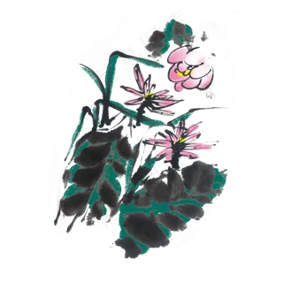 水墨风夏荷手绘装饰