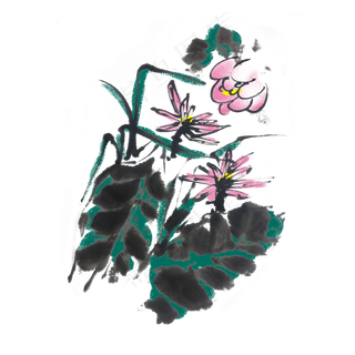 水墨风夏荷手绘装饰