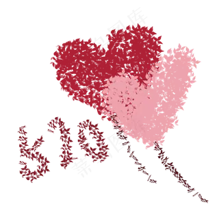 手绘520爱心PNG素材