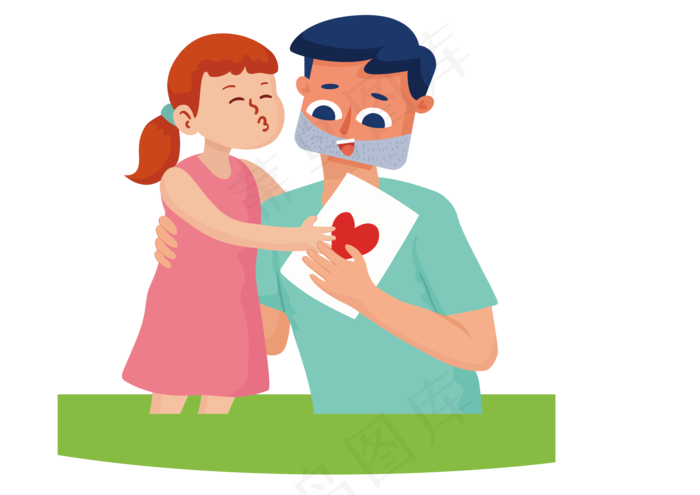 卡通父亲节父女亲情人物