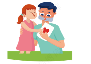 卡通父亲节父女亲情人物