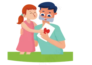 卡通父亲节父女亲情人物