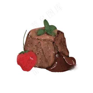 手绘水彩巧克力草莓水果蛋糕