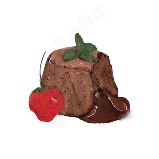 手绘水彩巧克力草莓水果蛋糕