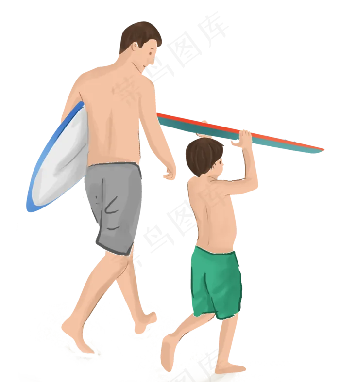 父亲陪孩子海滩玩耍的父亲(1584X1784(DPI:300))psd模版下载