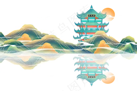 中国风国潮建筑山水 中国风国潮建筑山水