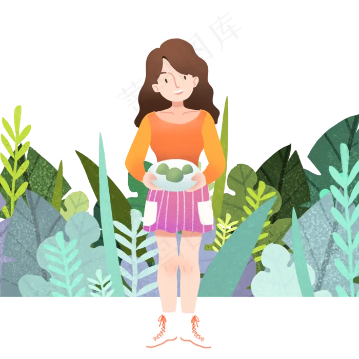 清明节拿着青团的女孩