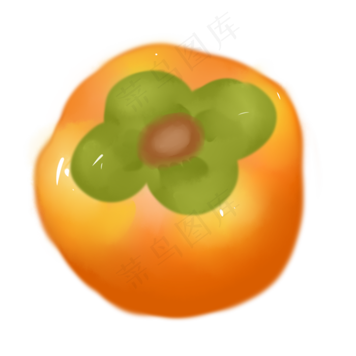 黄色光泽柿子水果元素(2000X2000(DPI:300))psd模版下载