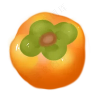 黄色光泽柿子水果元素